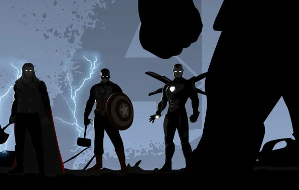 Picture Iron Man, Captain America, Thor, Avengers, Trinity, Thanos, Avengers: Endgame