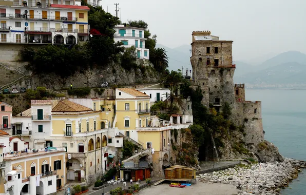 Picture sea, mountains, the city, photo, rocks, home, Italy, Amalfi
