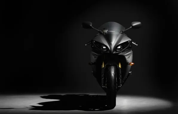 Picture background, yamaha, sportbike, BLACK, COLOR, VIEW, SHADOW, FRONT
