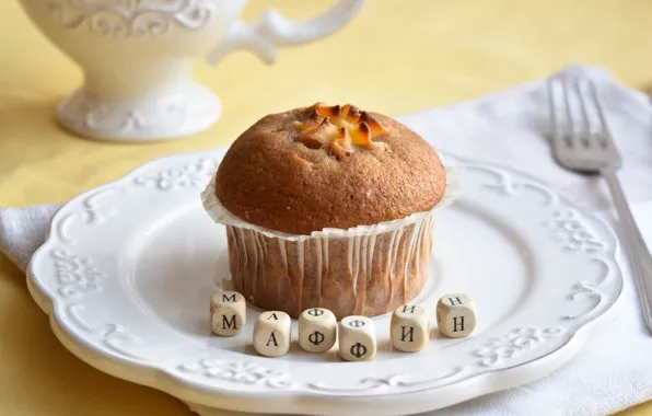 Letters, cupcake, muffin
