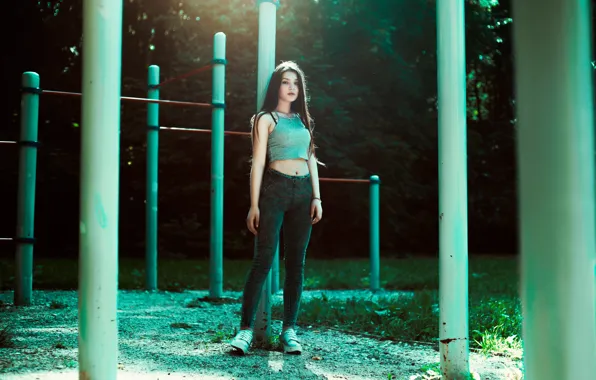 Look, trees, sexy, pose, sexy, trees, beautiful girl, charm