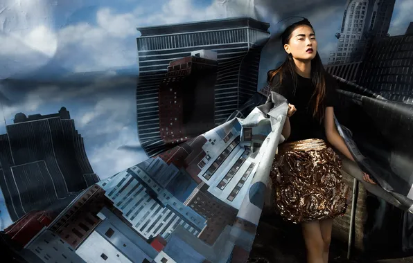 Girl, background, Asian