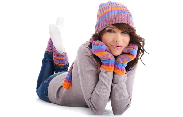 Picture girl, Wallpaper, sweetheart, hat, scarf, lies
