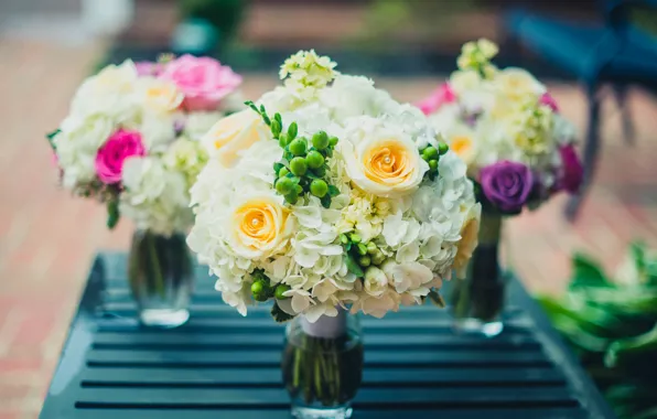 Flowers, roses, bouquet, wedding