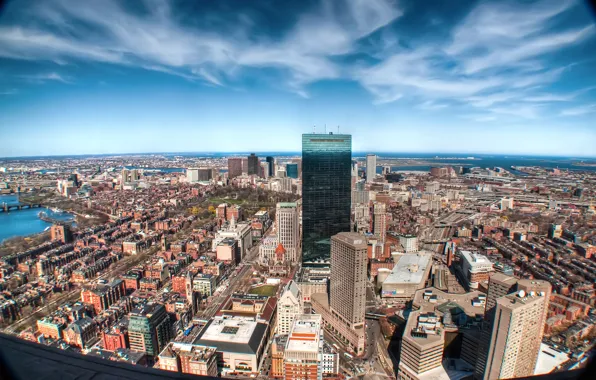 The sky, water, home, skyscrapers, panorama