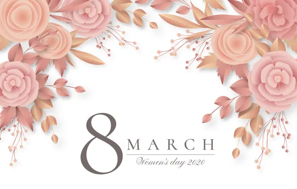 Flowers, holiday, spring, figure, March 8, date, congratulations, postcard