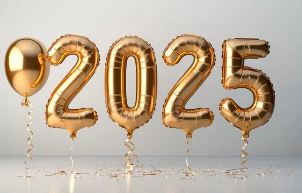 Ball, figures, New year, light background, date, a balloon, inflatable, 2025