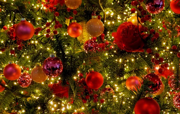 Balls, decoration, balls, tree, new year, Christmas