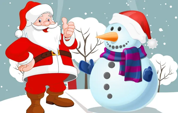 Holiday, Christmas, snowman, Santa Claus, Santa