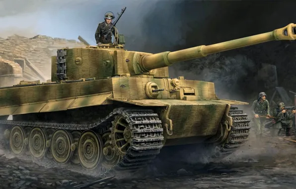 Picture Tiger, the Wehrmacht, Panzerkampfwagen VI, German heavy tank, Pz.VI Ausf E