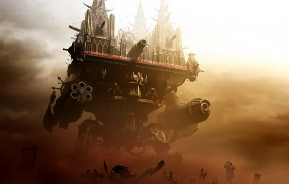 Machine, weapons, smoke, construction, Dies Irae birds