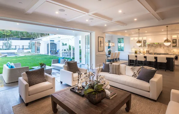Wallpaper design, style, Villa, interior, pool, kitchen, terrace ...