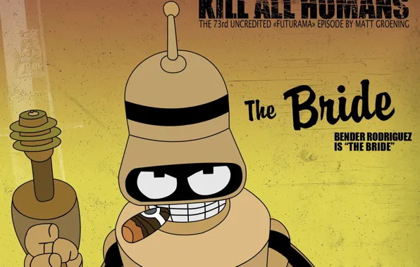 Futurama, yellow background, Bender