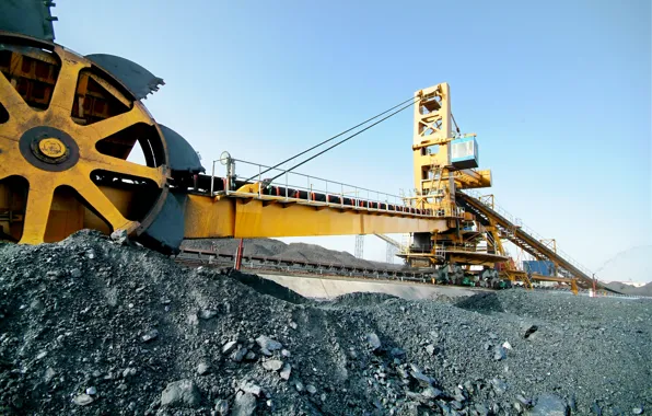 Yellow, huge, engineering, mining, conveyor, Motorola