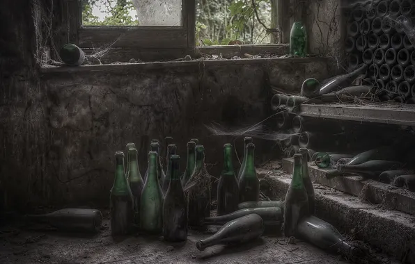 Room, bottle, window