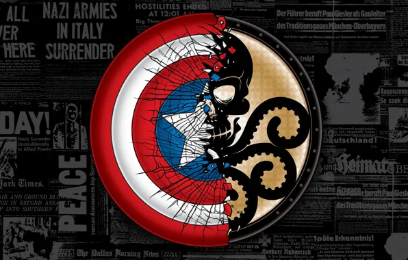 Picture skull, shield, Hydra, Captain America, Captain America, The First Avenger, Marvel Comics