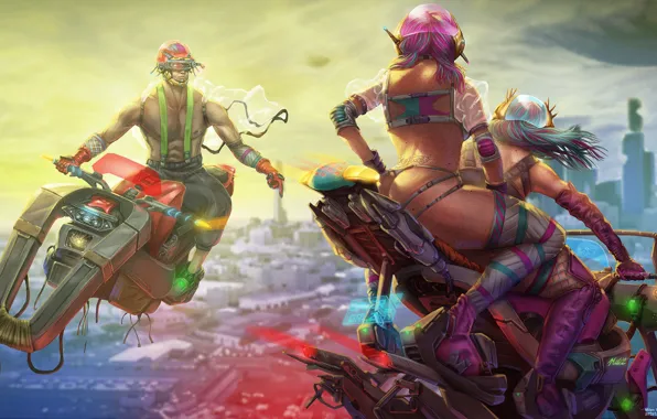 Motorcycle, Bikers, Fantasy, Art, Art, Sci-Fi, Biker, Cyberpunk