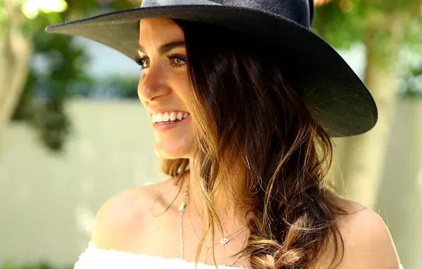 Smile, hat, actress, Nikki Reed, Nikki Reed