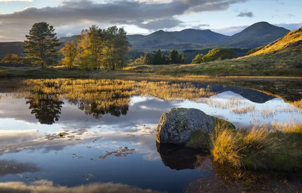 Picture mountains, nature, lake