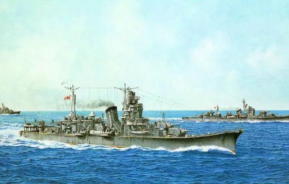 Picture sea, figure, art, Japanese, in the campaign, WW2, &ampquot;Furutaka&ampquot;, light cruiser
