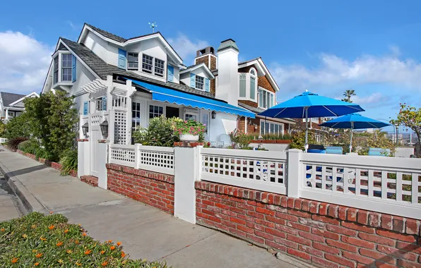 Picture house, street, CA, USA, Newport Beach