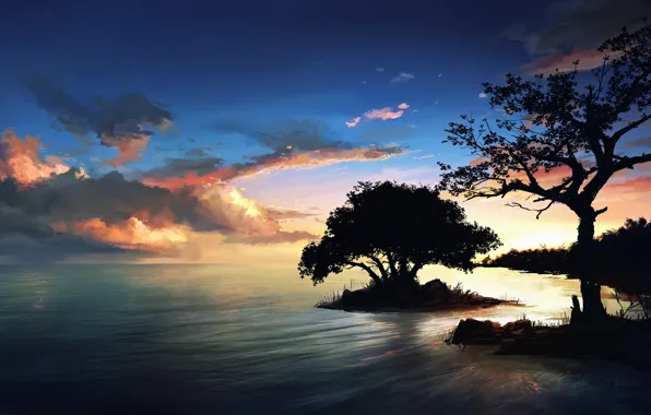 Trees, night, nature