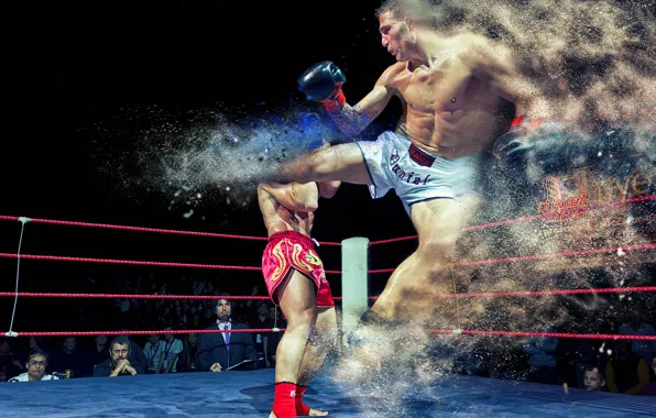 Gloves, kick, in the ring