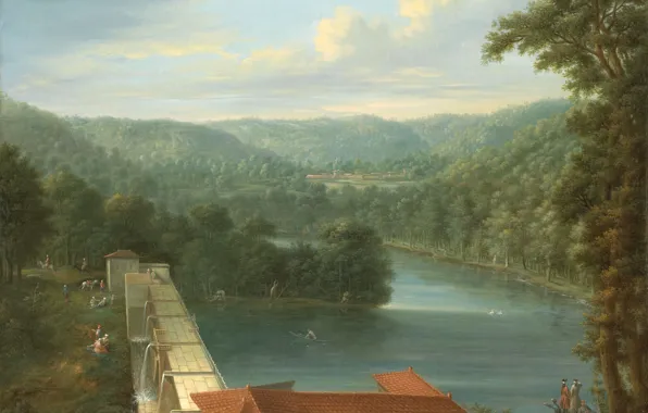 Landscape, oil, picture, canvas, Jean-baht van Moore could, A water Tank in a Forest near …