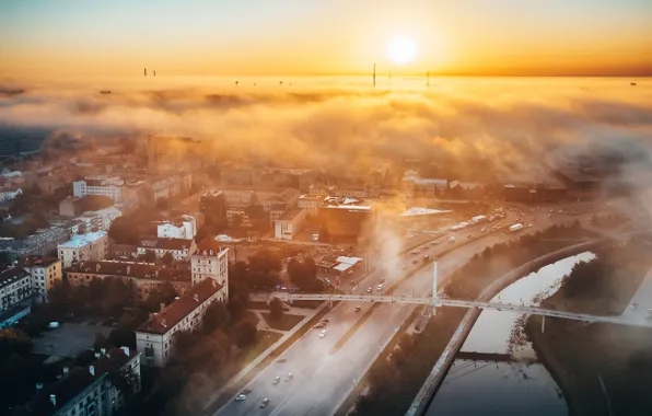 Lithuania, Kaunas, Autumn fog