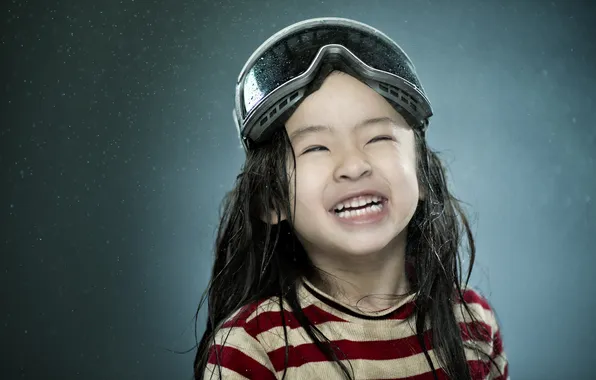 Smile, glasses, girl, Asian, grimace