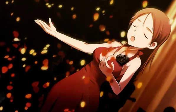 Picture girl, light, dress, sings, closed eyes, minna-dietlinde wilcke, Strike Witches, shimada fumikane