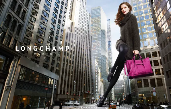 The city, street, model, Paris, Coco Rocha, Longchamp