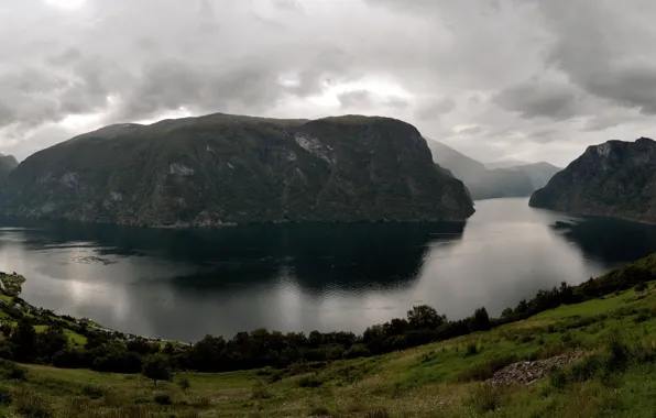 Landscape, nature, Norway, Aurlands, Fjord