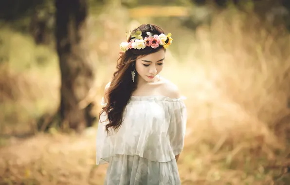 Girl, background, Asian