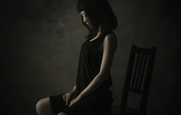Picture girl, room, chair