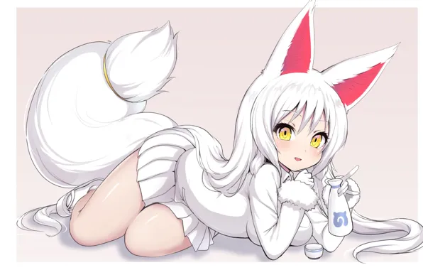 Art, girl, tail, ears, kemono friends