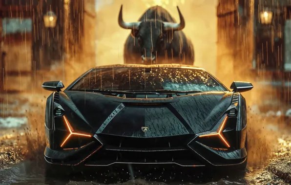Lamborghini, bull, scrambled