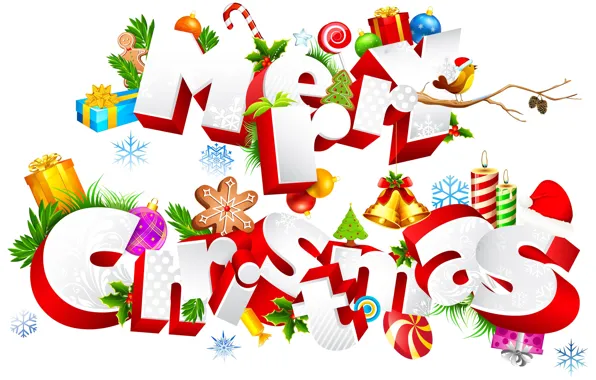 Picture new year, Christmas, white background