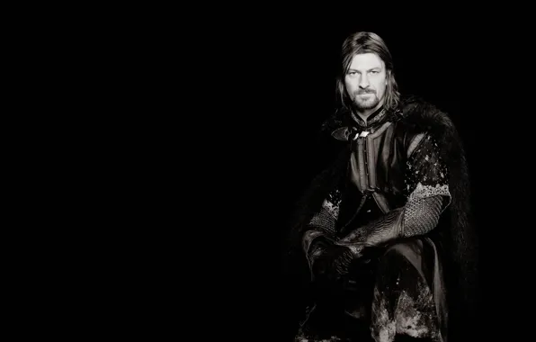 Picture The Lord of the rings, black background, The Lord of the Rings, Sean Bean, Sean …