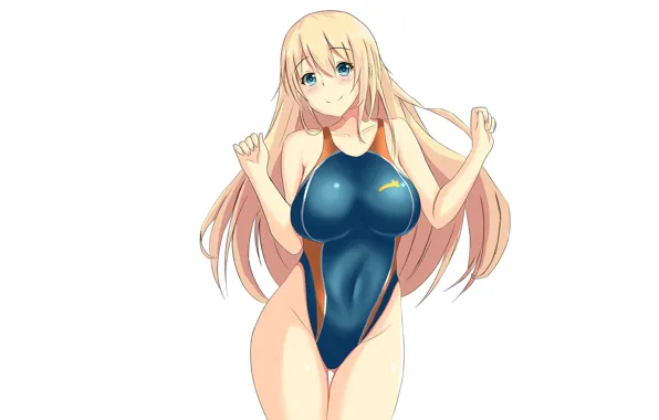 Girl, sexy, long hair, boobs, anime, blue eyes, beautiful, pretty