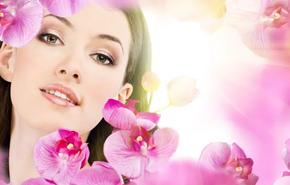 Smile, makeup, Brunette, sponge, charming