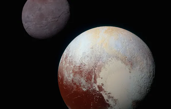 Picture Pluto, background, New Horizons, satellite Charon