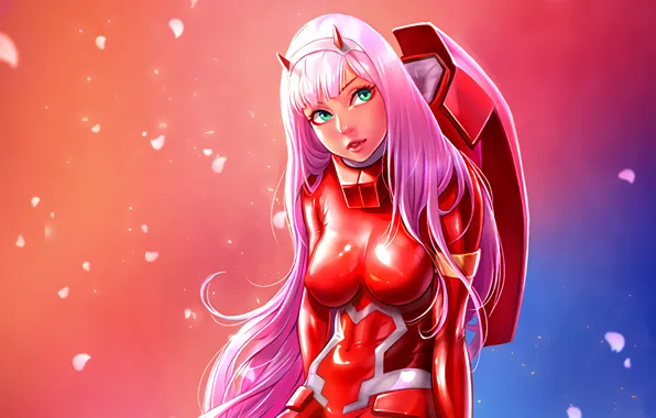 Look, fluff, Anime, pink hair, green eyes, big Breasts, green eyes, look