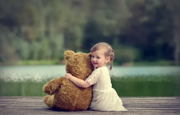 Picture joy, toy, bear, girl