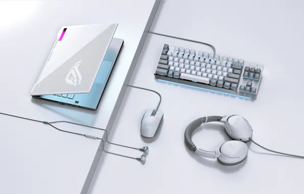 Headphones, wallpaper, keyboard, laptop, electronics, hi tech, rog, gadgets