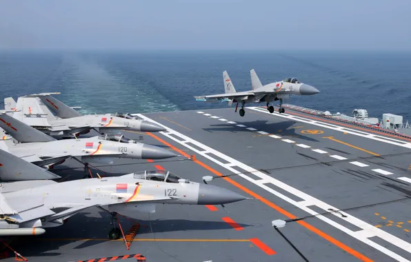 Picture Fighter, Landing, The carrier, THE CHINESE NAVY, Shenyang J-15