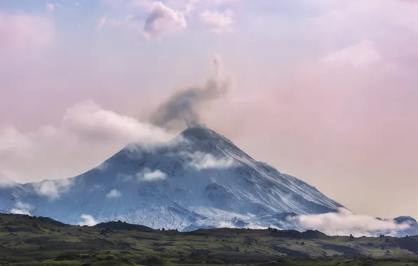 Clouds, the volcano, haze, Kamchatka, Lozhkin Vyacheslav