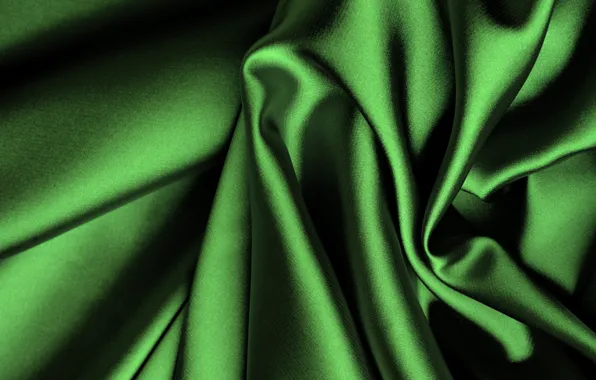 Green, silk, fabric, folds, satin