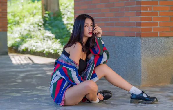 Look, hair, legs, Asian, sitting