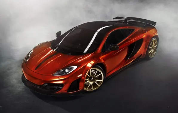 Orange, background, tuning, smoke, McLaren, supercar, tuning, MP4-12C